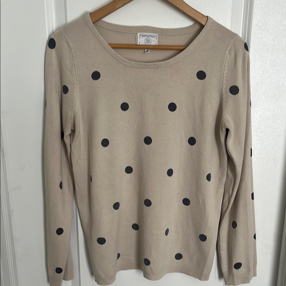 Absolutely Tan Polka Dot Sweater